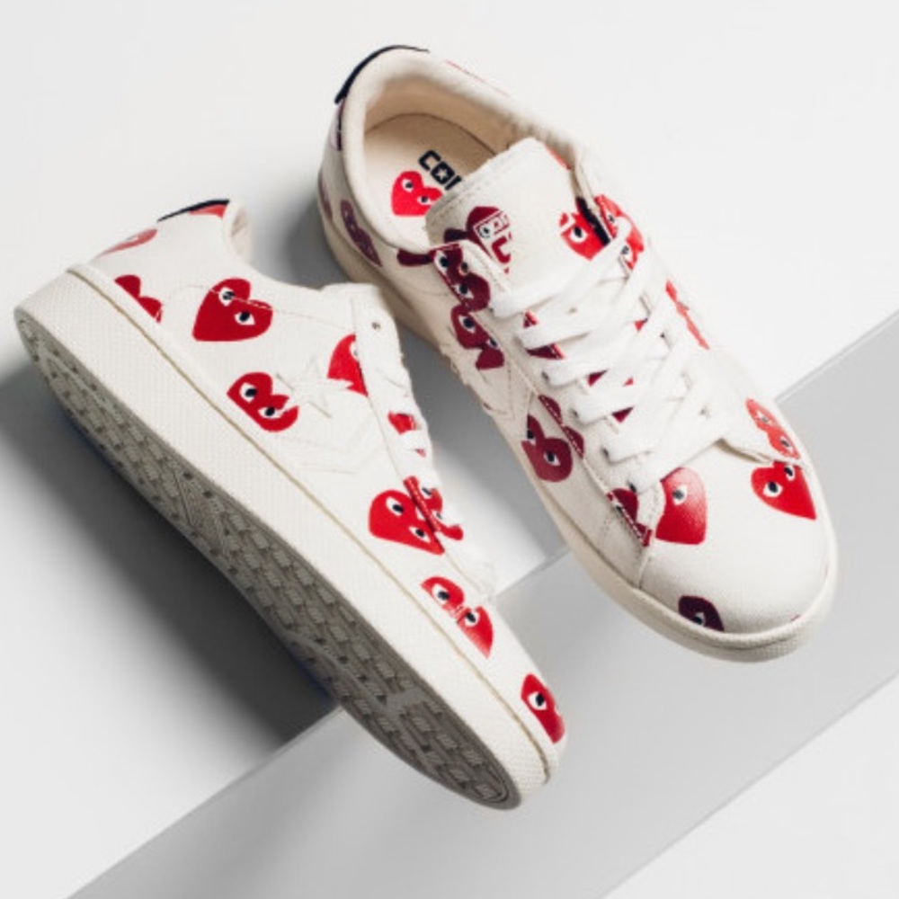 Converse x Play Comme Des Garcons CDG Pro Low White/Red Hearts